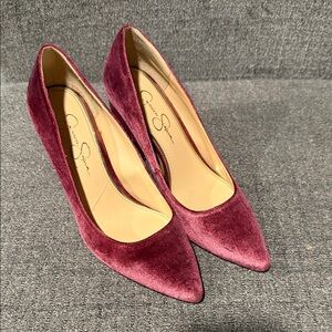 Jessica Simpson Burgundy Velvet Heels